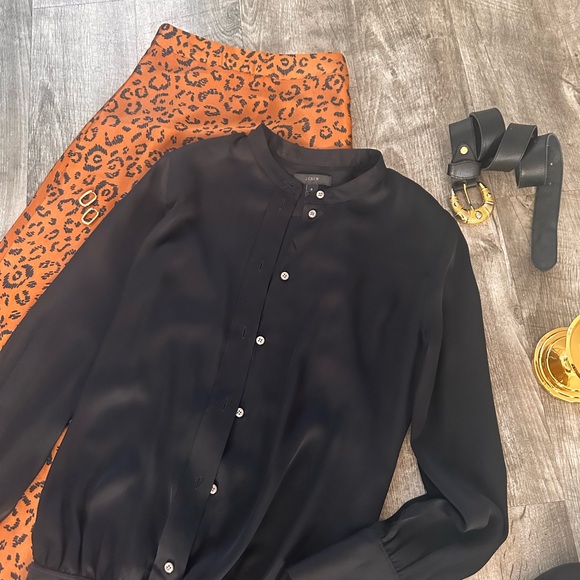 J Crew Ashton 100% Silk Button Down Blouse Shirt Bodysuit Size 0 - Picture 8 of 16